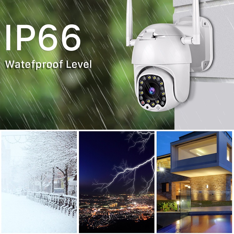 Outdoor waterproof double flash alarm tracking PTZ HD full color night vision camera